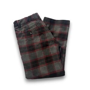 Janie and Jack Boys Grey Red Plaid Adjustable Waist Dress Pants Size 6